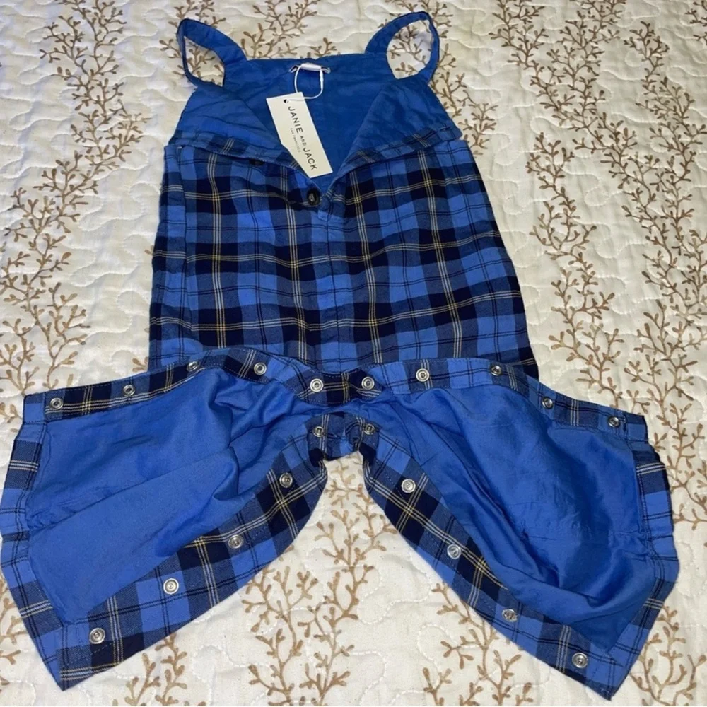 NWT Janie and Jack baby plaid long pant overalls jumper one piece 12-18 months - Picture 2 of 7